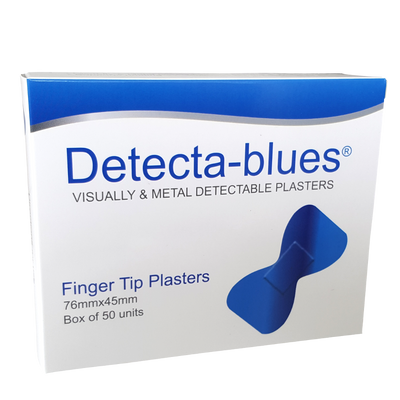 Blue Plasters Metal Detectable Finger Tip Large Box 50