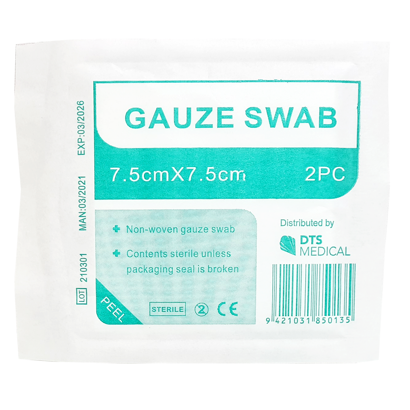 Gauze Swabs 2's Sterile non woven single 75mm x 75mm