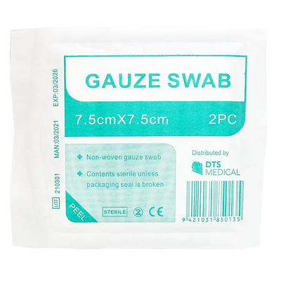 Gauze Swabs 2's Sterile non woven single 75mm x 75mm