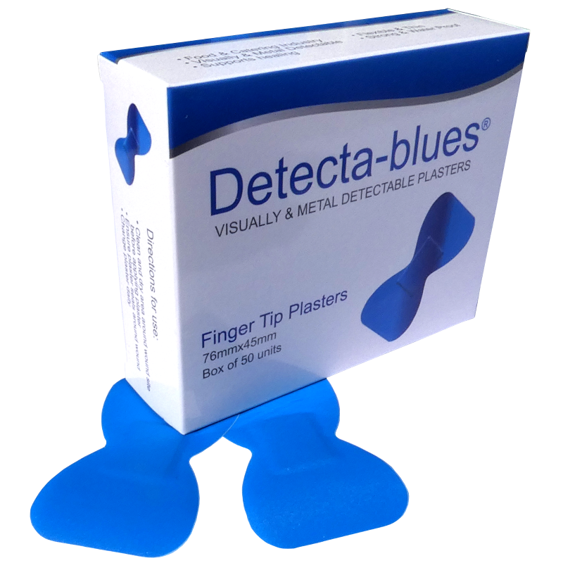 Blue Plasters Metal Detectable Finger Tip Large Box 50